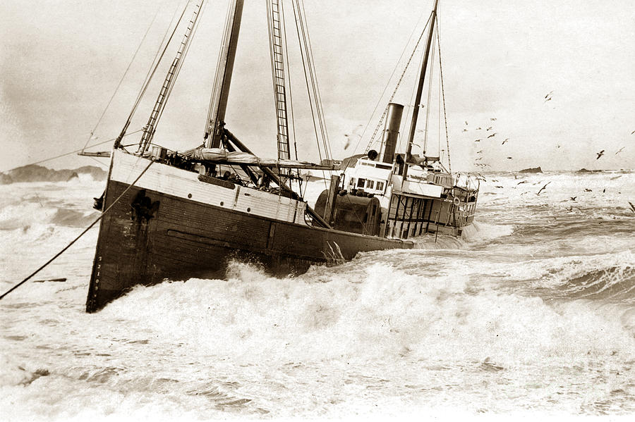 San Francisco Photograph - Shipwreck of Fifield Steam schooner Bandon Oregon February 21 1916 by Monterey County Historical Society