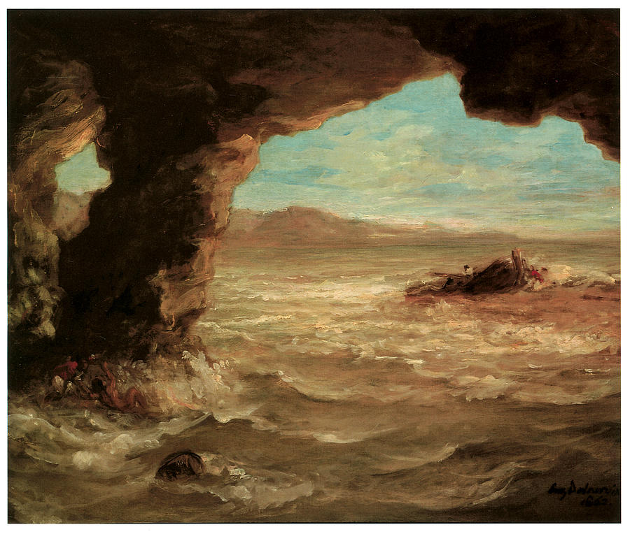 Eugene Delacroix Painting - Shipwreck on the Coast by Eugene Delacroix