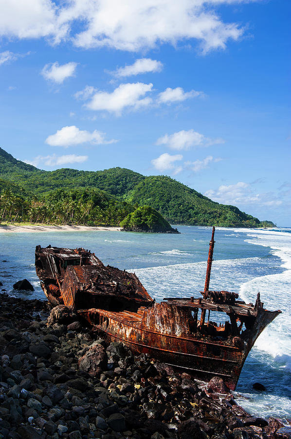 Boat Photograph - Shipwreck On The East Coast Of Tutuila by Michael Runkel