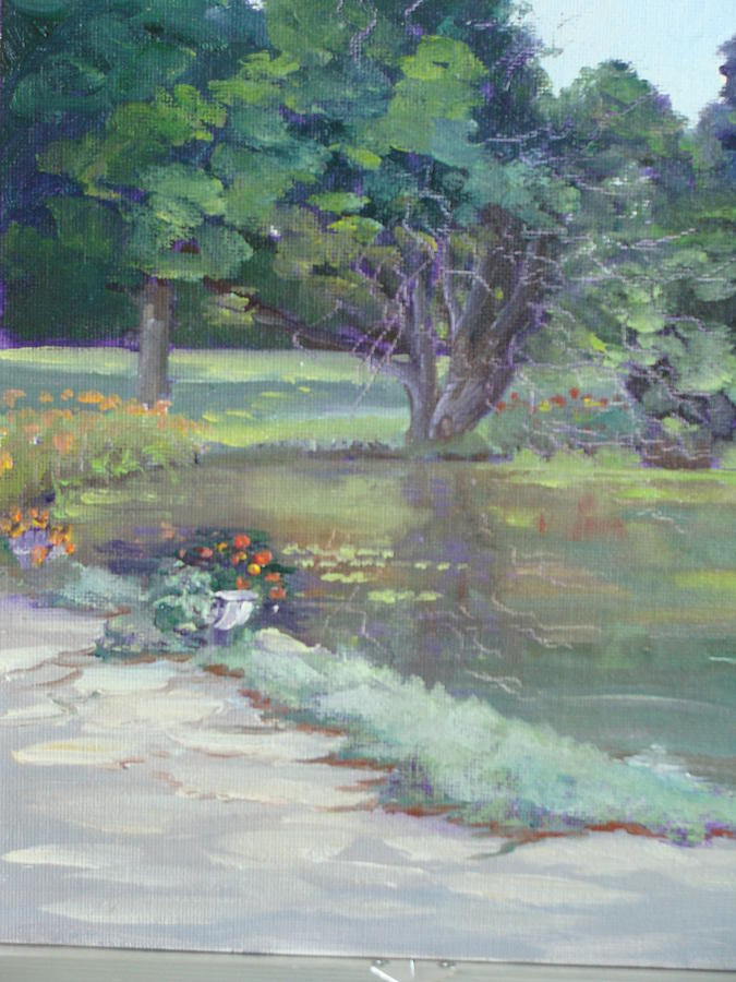 Shirleys Garden Pond Painting by Judy Fischer Walton