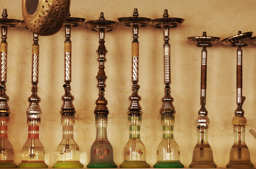 Shisha pipes in an Arab restaurant Photograph by Paul Cowan