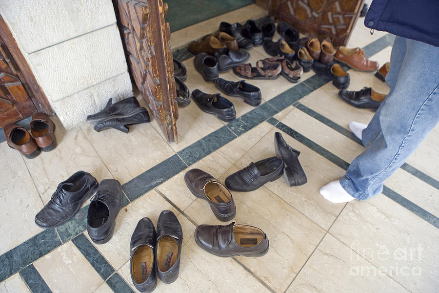 Shoes In Mosque, Jordan Photograph by Adam Sylvester