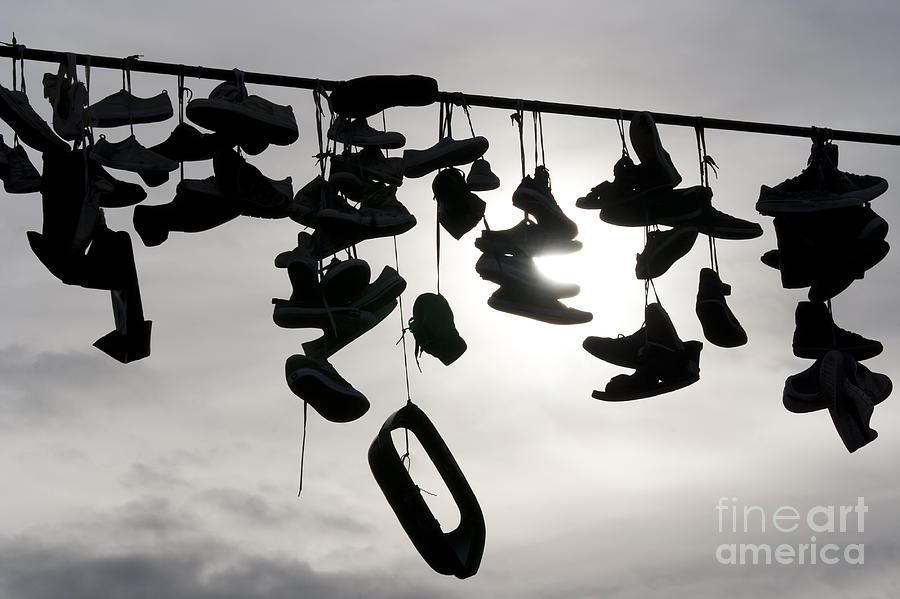 Boot Photograph - Shoes On The Rope by Michal Boubin