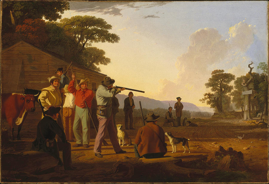 George Caleb Bingham Painting - Shooting for the Beef by George Caleb Bingham