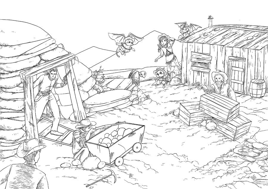 Shootout at the Mine Drawing by Reynold Jay