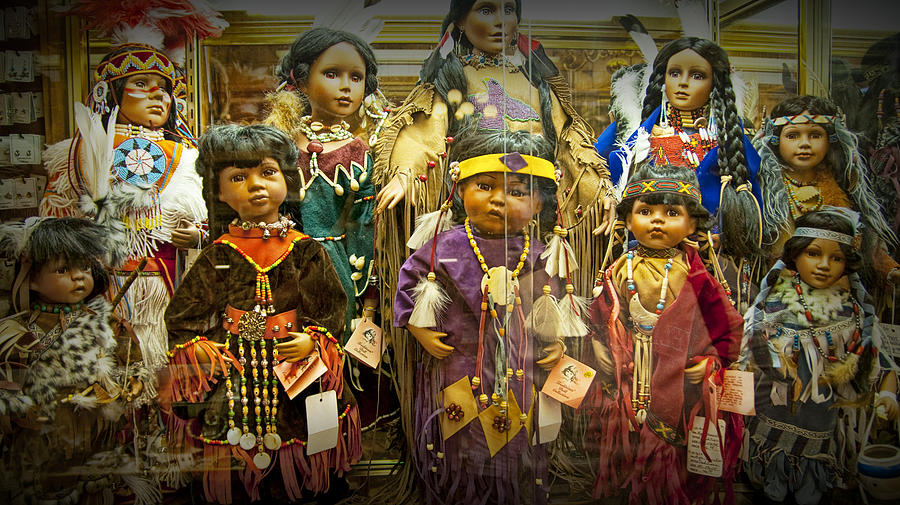 Shop Display of American Indian Dolls Photograph by Randall Nyhof