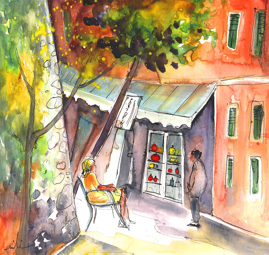 Shop Owner in Portofino in Italy Painting by Miki De Goodaboom