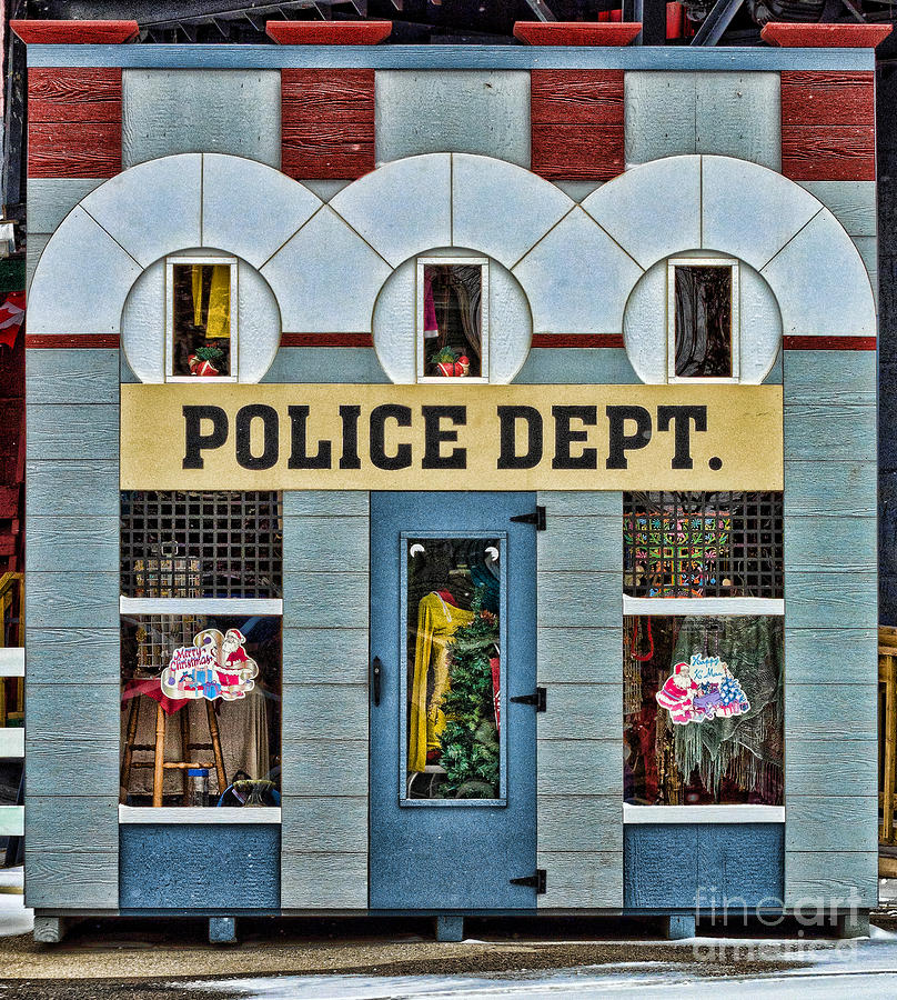 Shop with a Police sign Photograph by Les Palenik