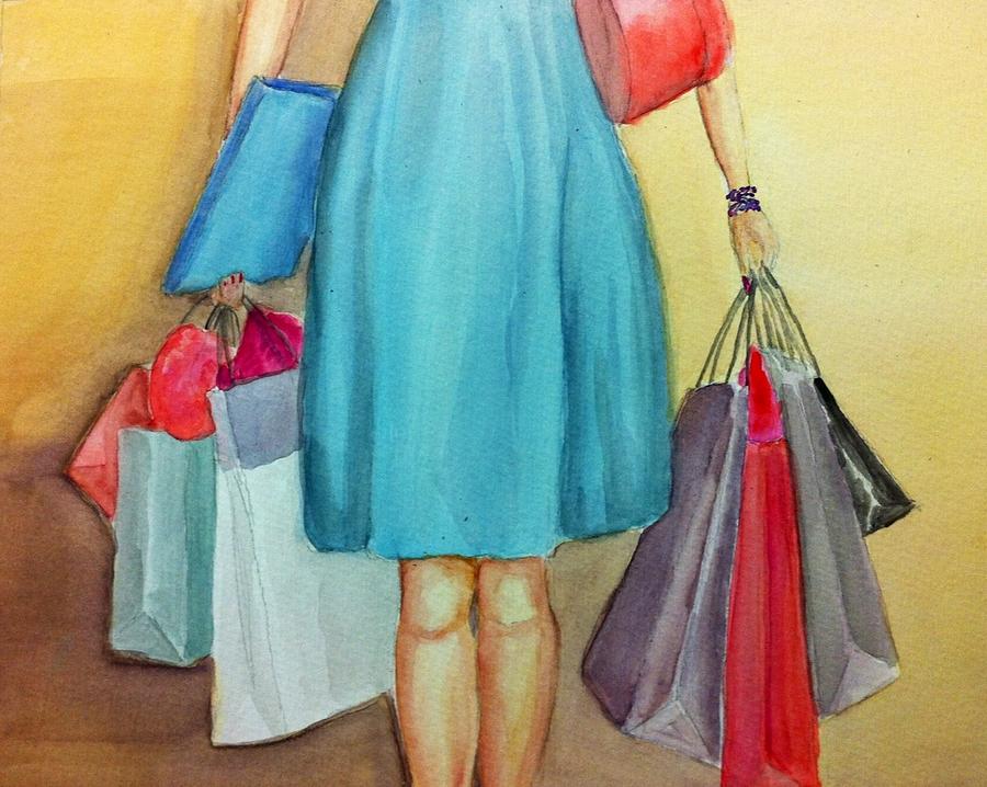 Portrait Painting - Shopaholic by Tiffany Albright