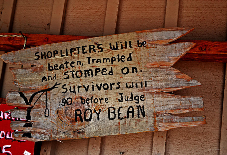 Sign Photograph - Shoplifters Warning 001 by George Bostian