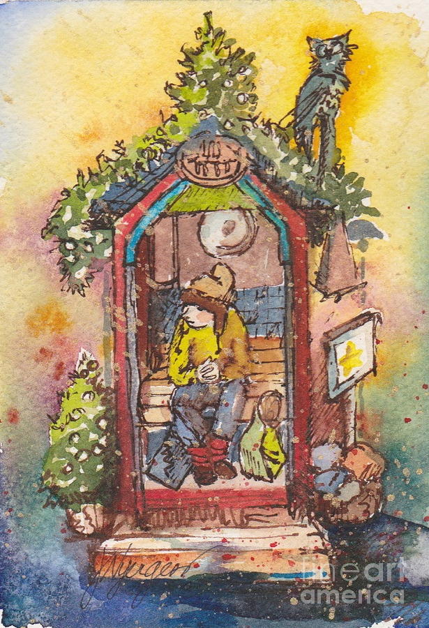 Christmas Painting - Shoppers Rest Stop by Judi Nyerges