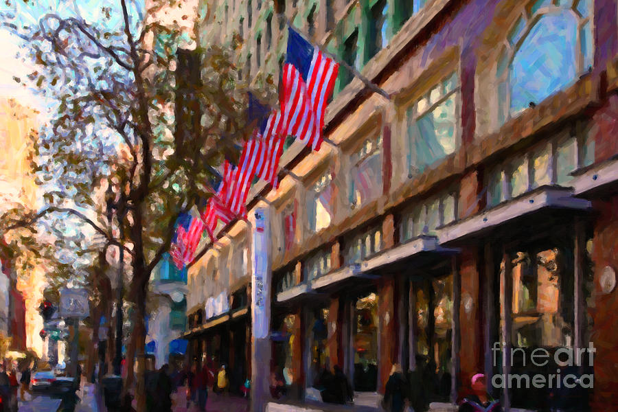 San Francisco Photograph - Shopping Along Market Street in San Francisco - 5D20712 by Wingsdomain Art and Photography