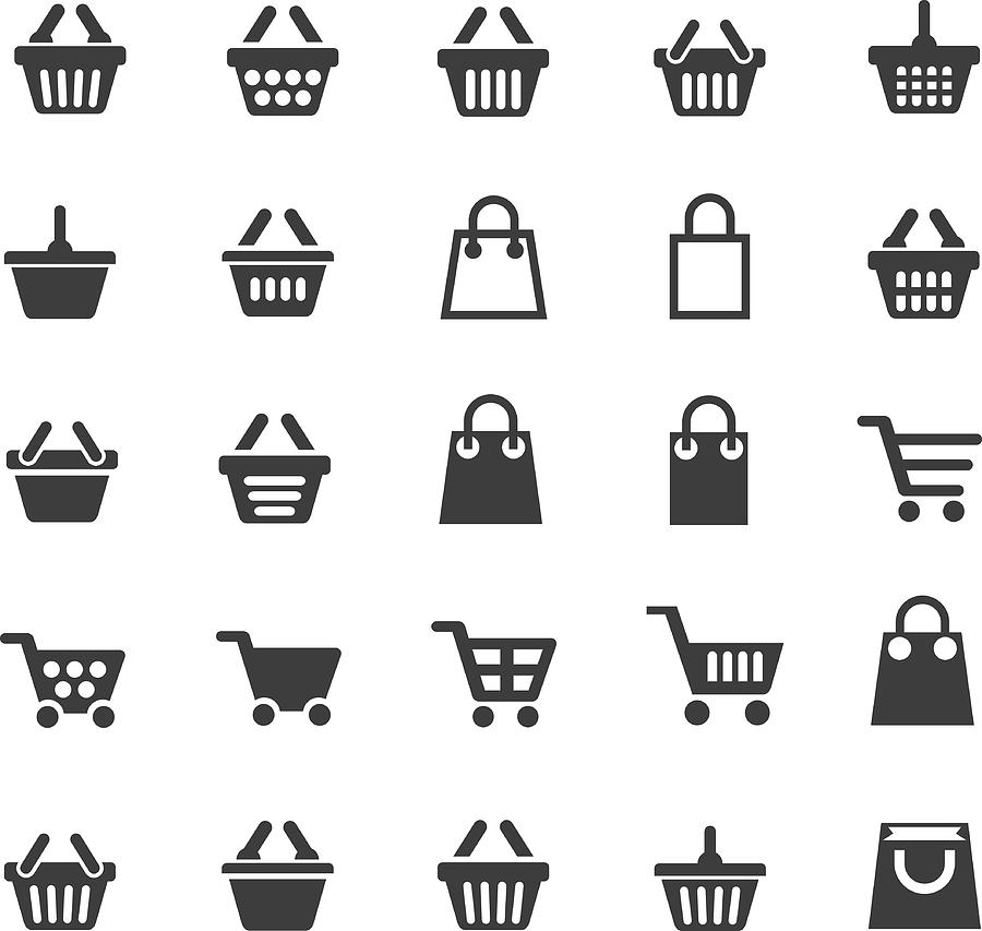 Shopping cart icons Drawing by FingerMedium