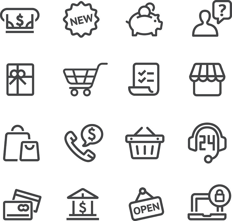 Shopping Icon Set - Line Series Drawing by -victor-