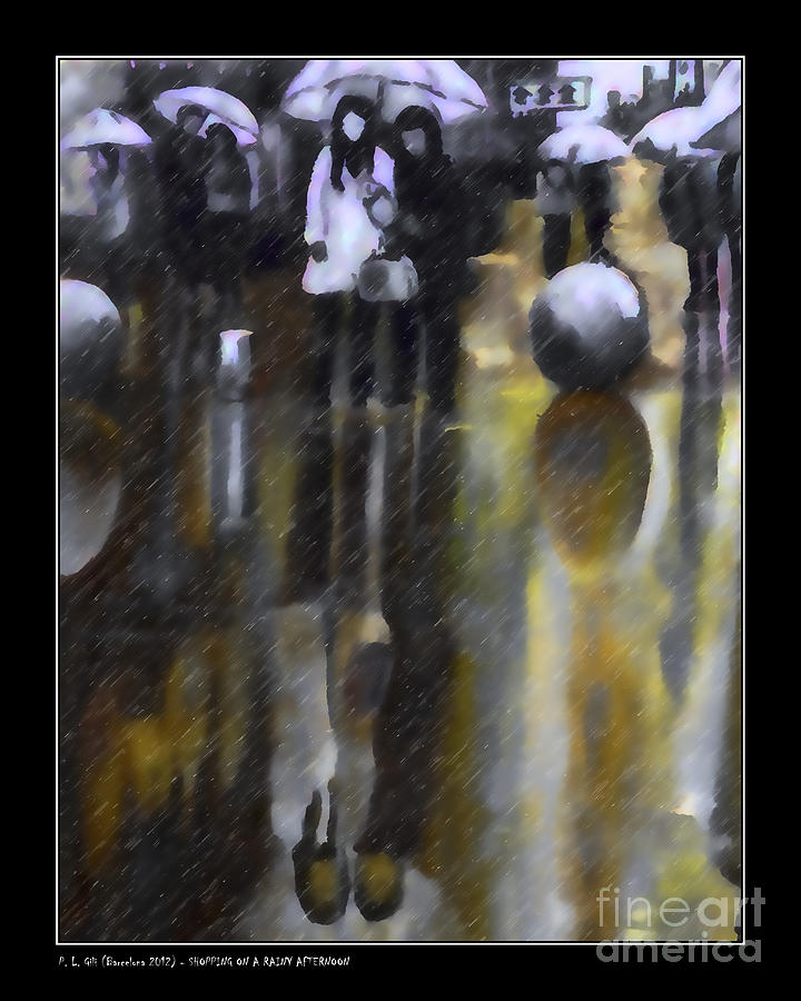 Shopping On A Rainy Afternoon Digital Art by Pedro L Gili