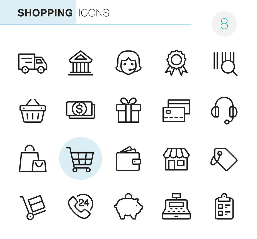 Shopping - Pixel Perfect icons Drawing by Lushik