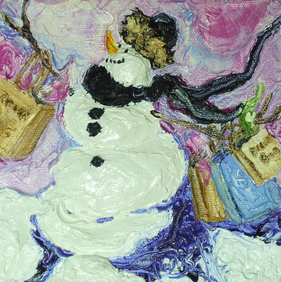 Winter Painting - Shopping Snow Girl by Paris Wyatt Llanso