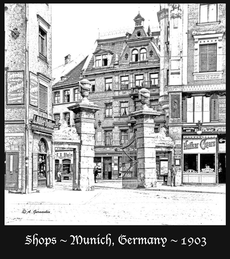 Shops Munich Germany 1903 Digital Art by A Macarthur Gurmankin
