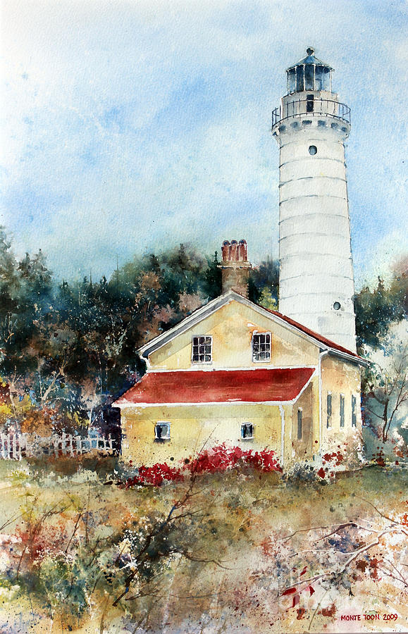 Shore Beacon Painting by Monte Toon