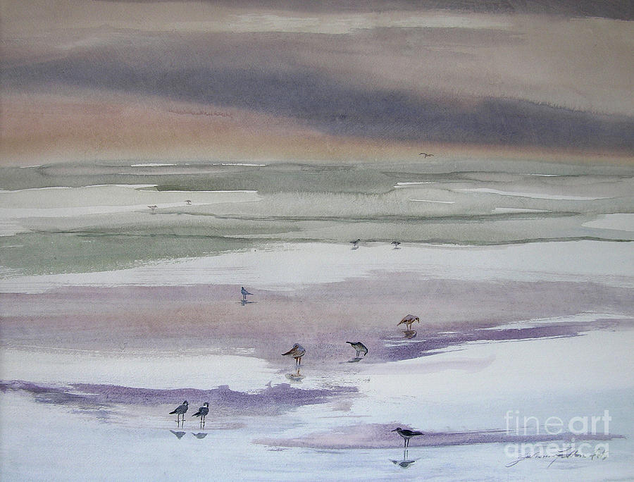 Shoreline Birds II Painting by Julianne Felton