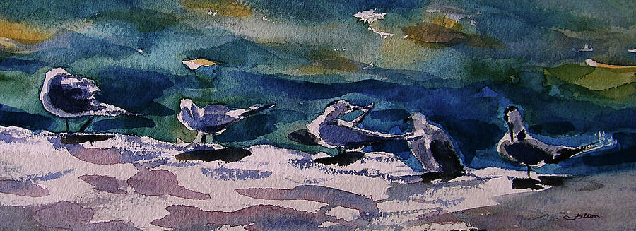 Nature Painting - Shoreline birds IV by Julianne Felton