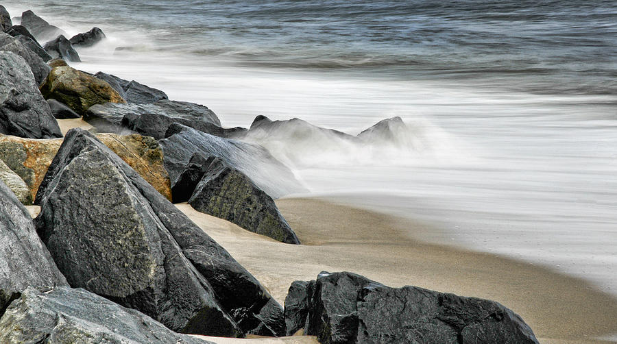 Shoreline Rocks And Opposing Surf Photograph by Gary Slawsky