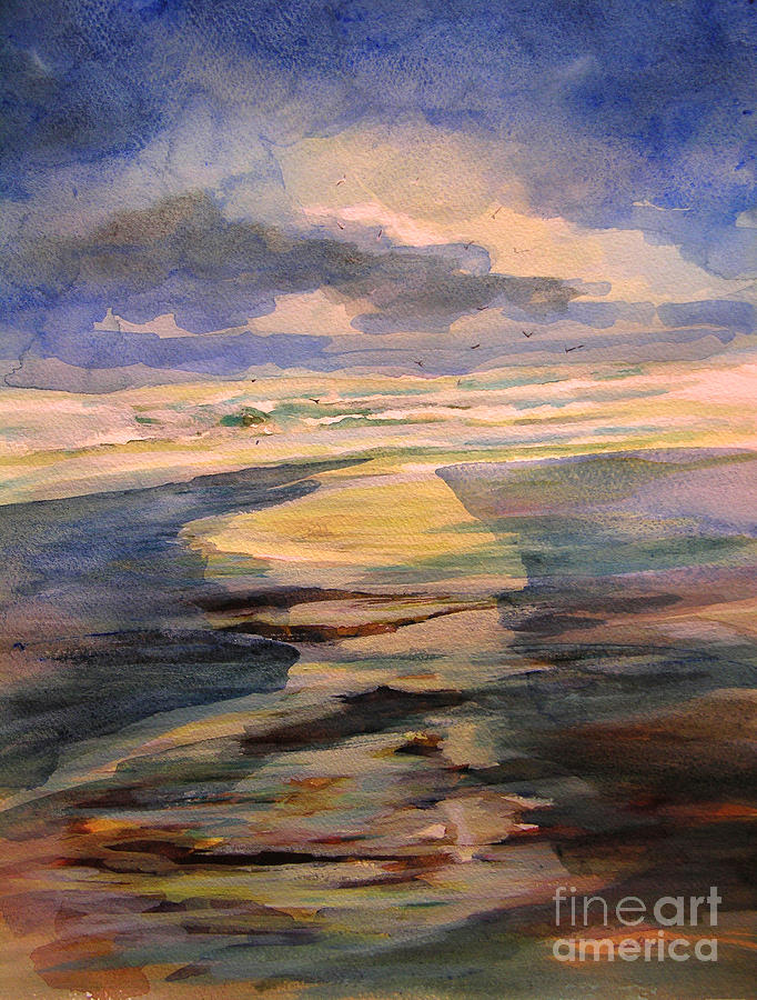 Shoreline sunrise 11-9-14 Painting by Julianne Felton