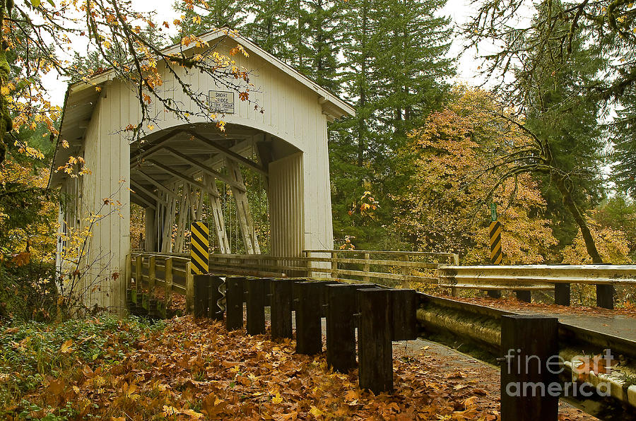 Fall Photograph - Short Covered Bridge by Nick Boren