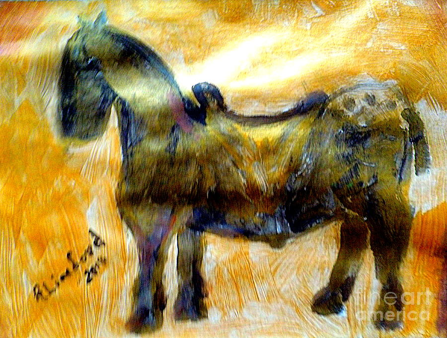 Short Knights War Horse 1 Painting by Richard W Linford