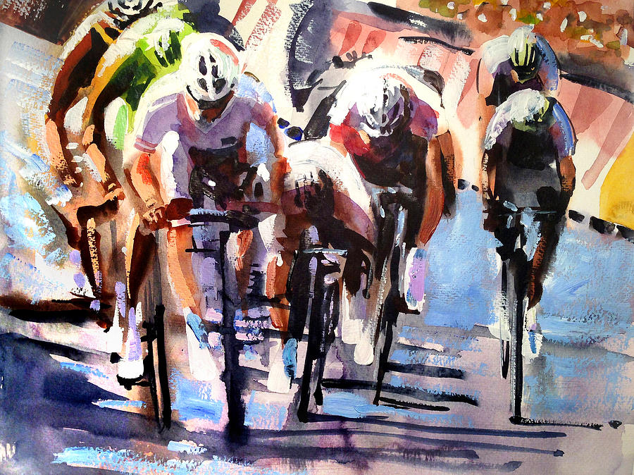 Bike Painting - Short Sharp Sprint by Shirley  Peters