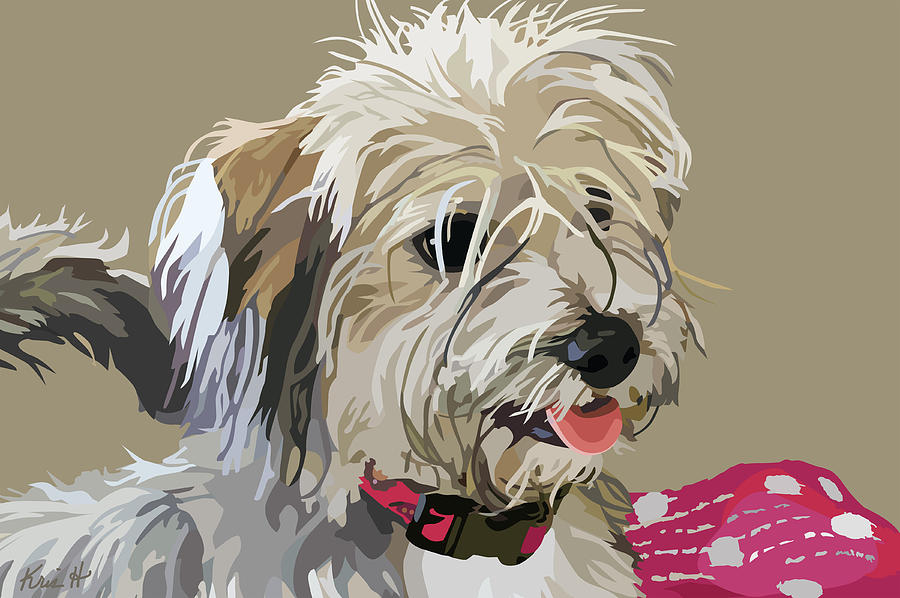 Small Dog Digital Art - Shorty Marie Up Close by Kris Hackleman
