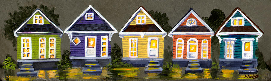 Architecture Painting - Shotgun Houses by Elaine Hodges