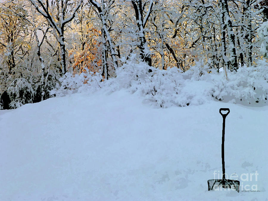 Shovel in Snow Bank Digital Art by Dee Flouton