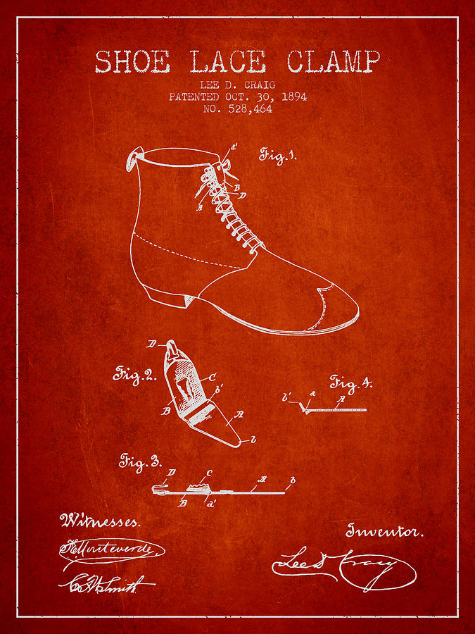 Show Lace Clamp Patent From 1894 - Red Digital Art
