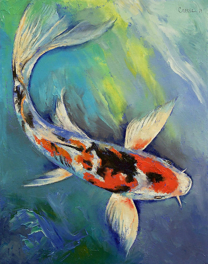 Showa Butterfly Koi Painting by Michael Creese