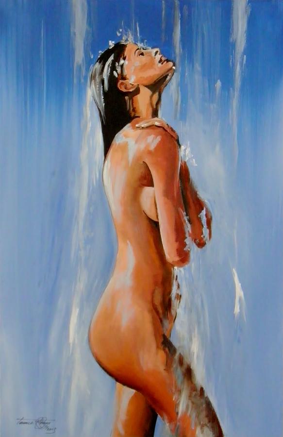 Shower Painting by Terence R Rogers