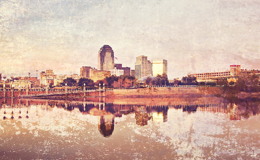 Shreveport Waterfront with Texture Photograph by Scott Pellegrin
