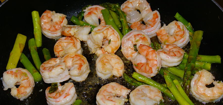 Shrimp and Asparagus Photograph by Ben Upham III