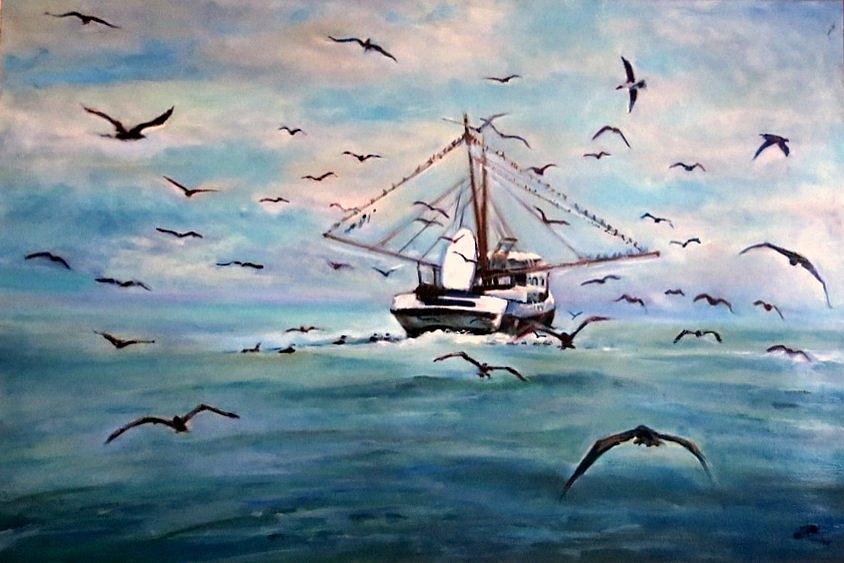 Shrimp Boat Costa Rica Painting by Philip Corley