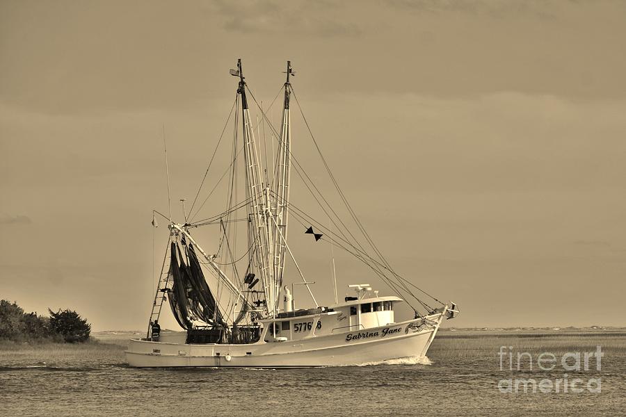 Shrimp Boat In Sepia Photograph by Bob Sample