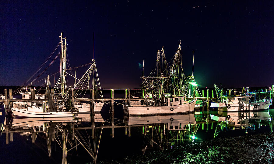 Shrimp Boats At Dockside Restaurant In Beaufort Sc by Philip Heim