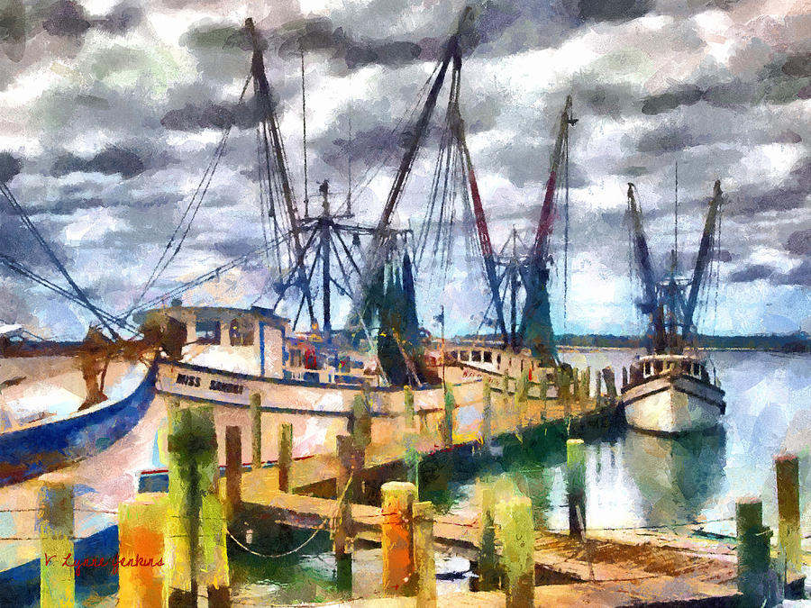 Boat Painting - Shrimp Boats by Lynne Jenkins