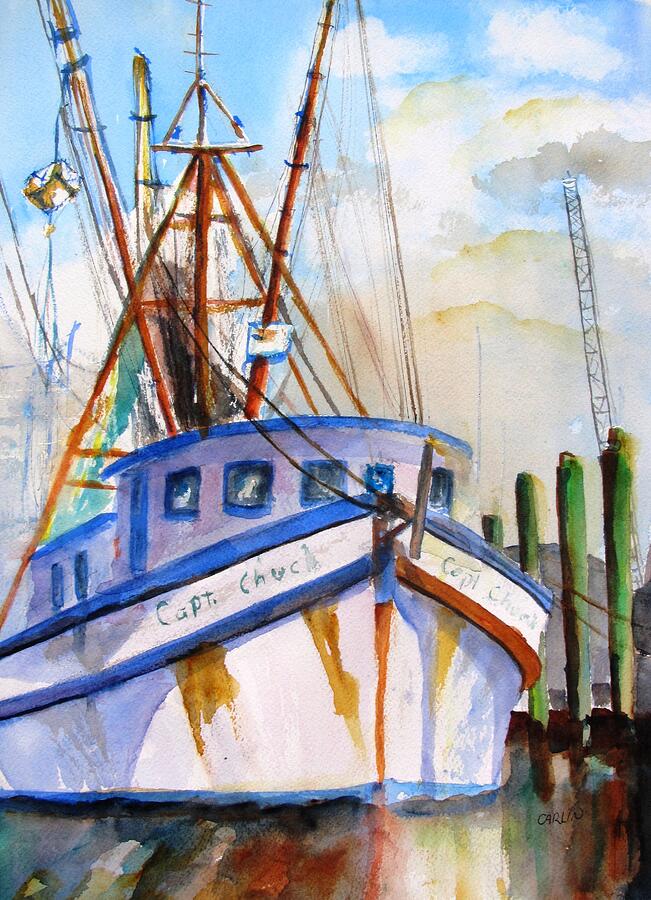 Shrimp Fishing Boat Painting by Carlin Blahnik CarlinArtWatercolor