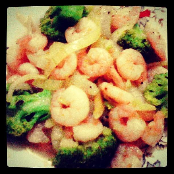 Shrimp Sautéed With Broccoli. :) Photograph by Enya Bona