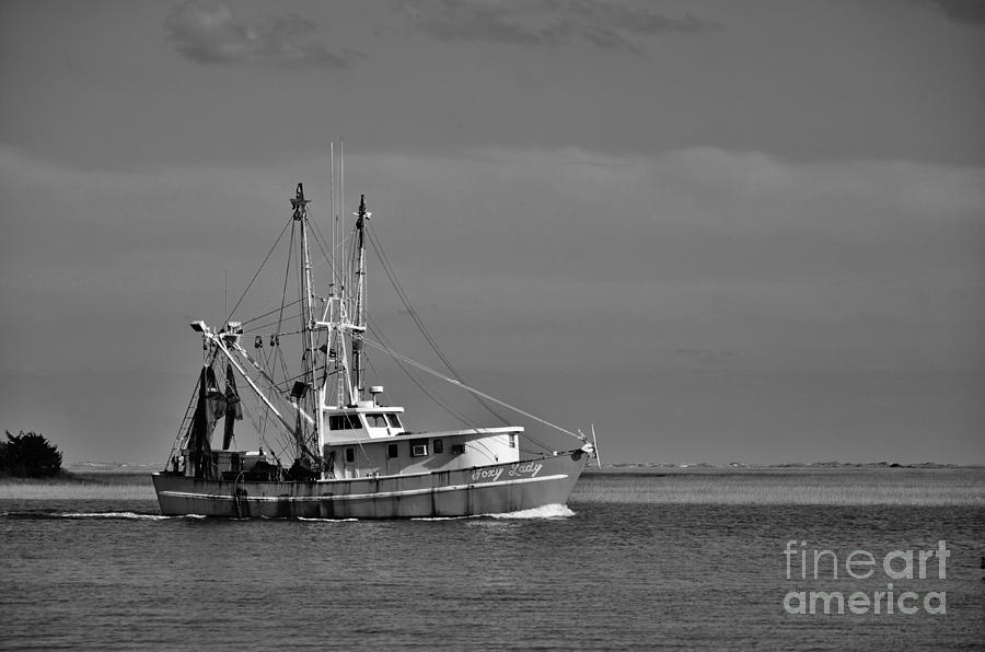 Shrimper In Black And White Photograph by Bob Sample