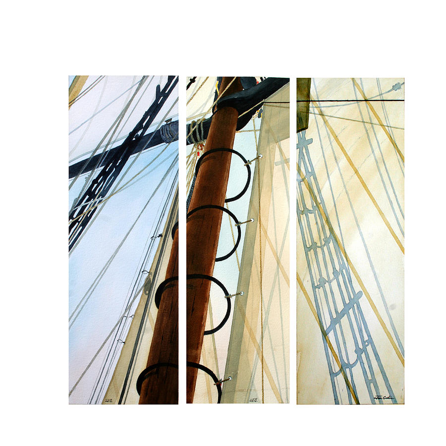 Shroud Mast Sails and Shadows Painting by Jim Gerkin