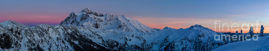 Mountain Photograph - Shuksan Sunset Panorama by Mike Reid