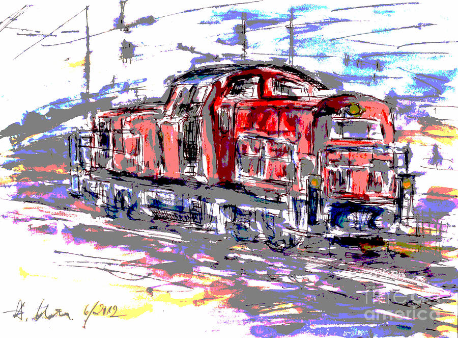 Shunting Locomotive Pop Art Painting by Almo M