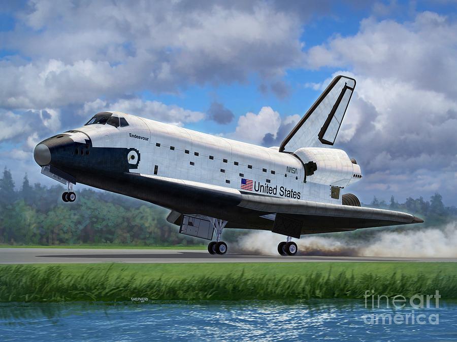 Space Digital Art - Shuttle Endeavour Touchdown by Stu Shepherd