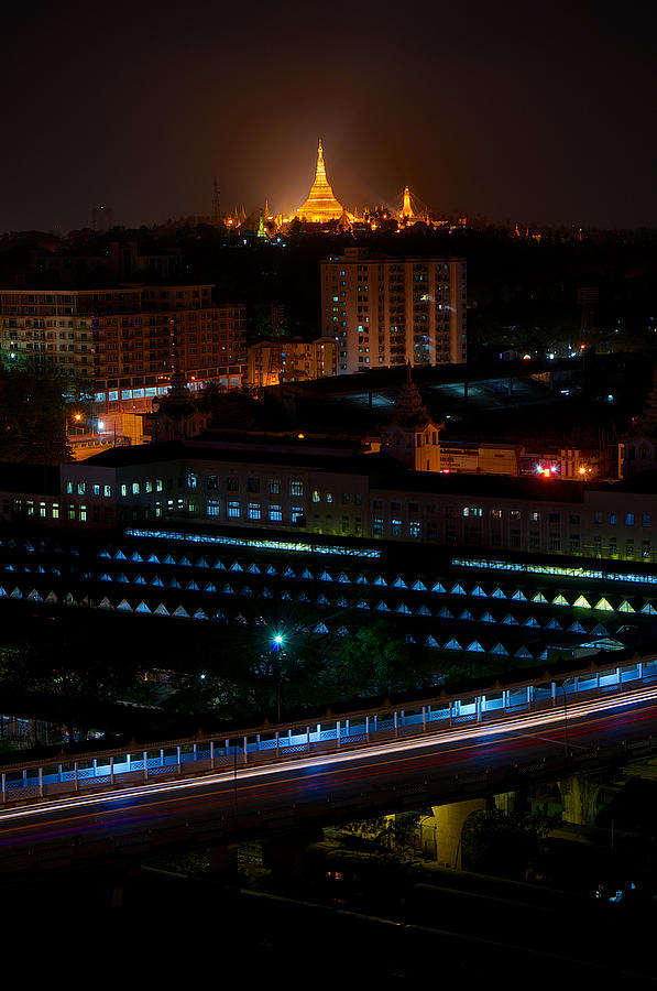 Shwedagon Pagoda Over the City Photograph by Arj Munoz